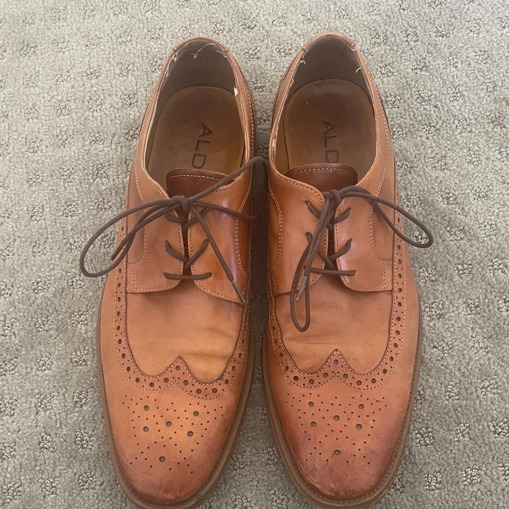 Aldo Brown Leather Wingtip Derby Oxfords
